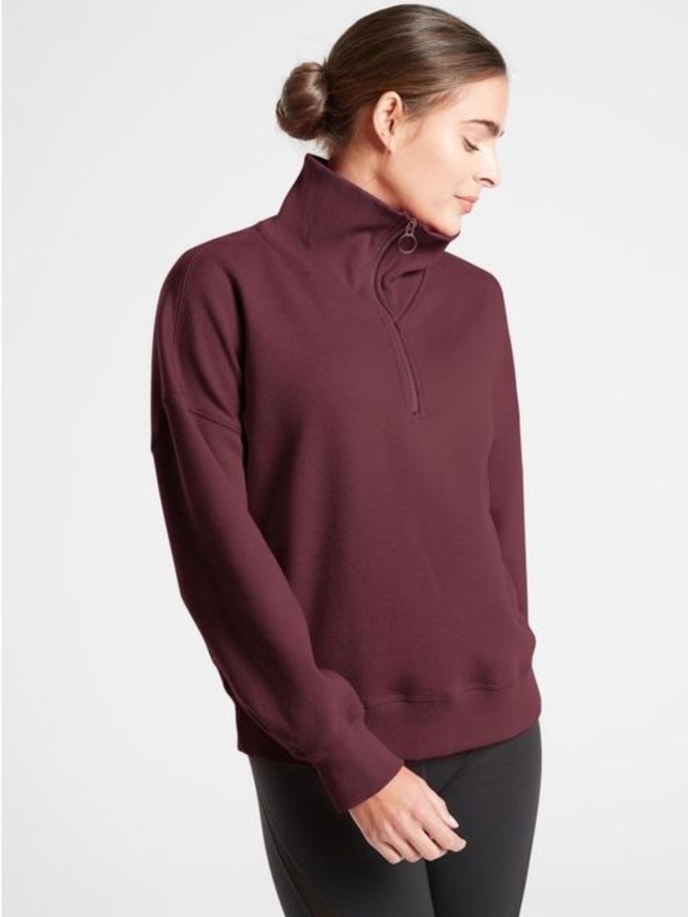 Athleta Cozy Karma 1/2 Zip Sweatshirt Spiced Cabernet Women’s Size XXS Maroon